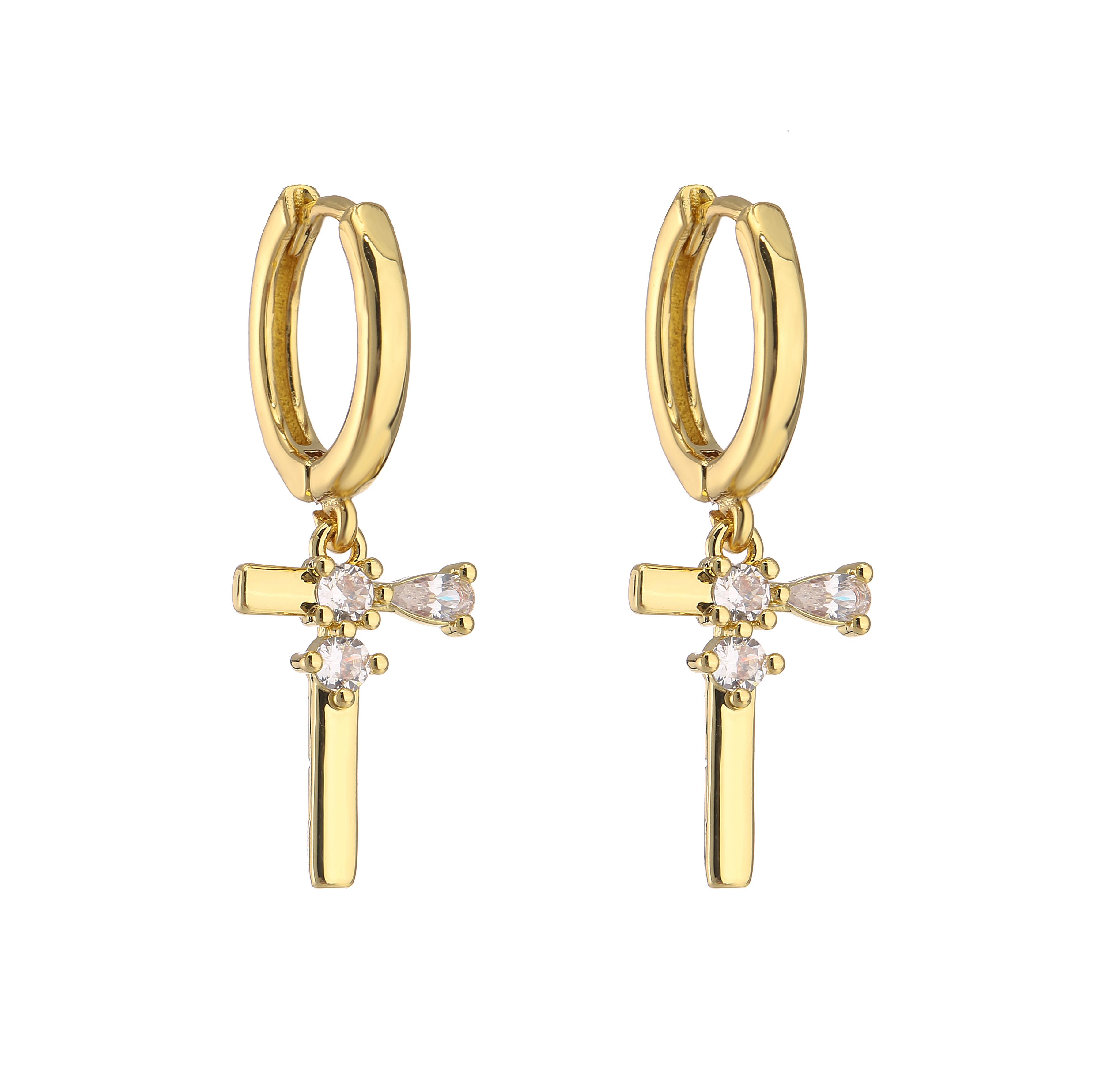 

HECHENG, Fashion Cubic Zircon Initials Letters Hoop Earrings For Women Man ,Alphabet Name Dangle Zircon Wholesale A золотой
