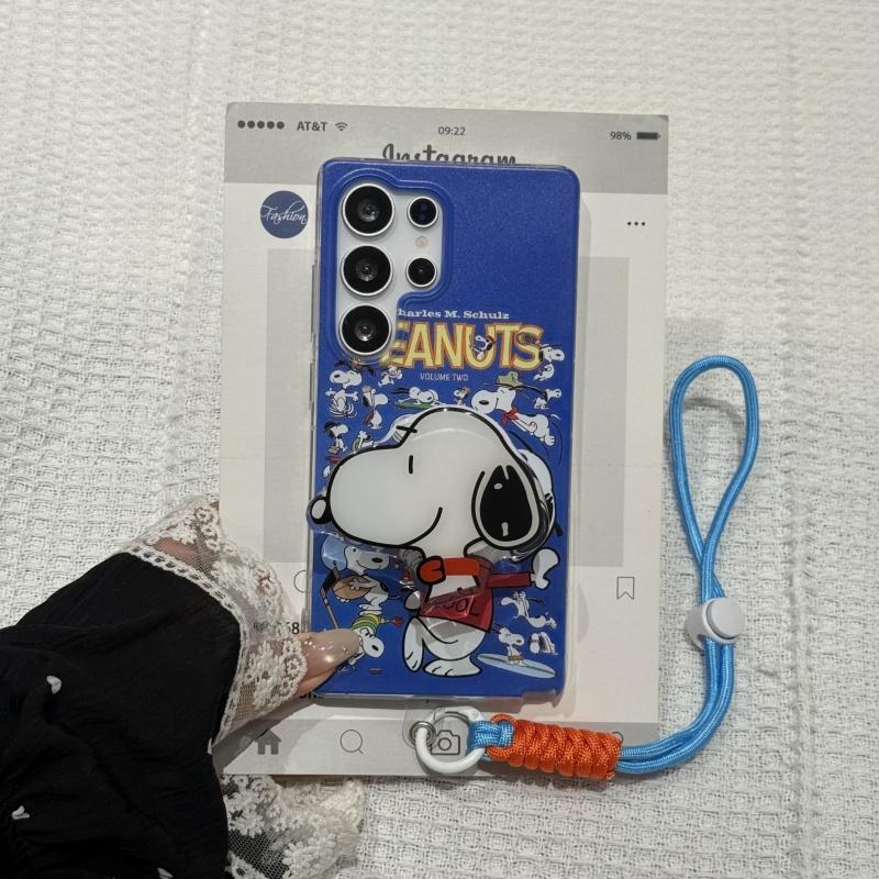 Cute winter Cartoon skiing hat Snoopy Phone Case For Samsung S21 S22 S23 S24 S25 Ultra Plus Note 10 Charlie Brown Soft TPU Cover