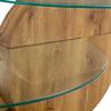 Modern Minimalist Tempered Glass Coffee Table, Multi-Layered MDF Base, Natural Wood Texture