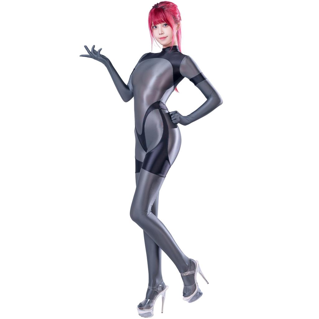 Sexy Cosplay Smooth Shiny Dance Tights [LOST-G] Full-Body Tights, Costume, Pantyhose, (DARK GRAY, L)