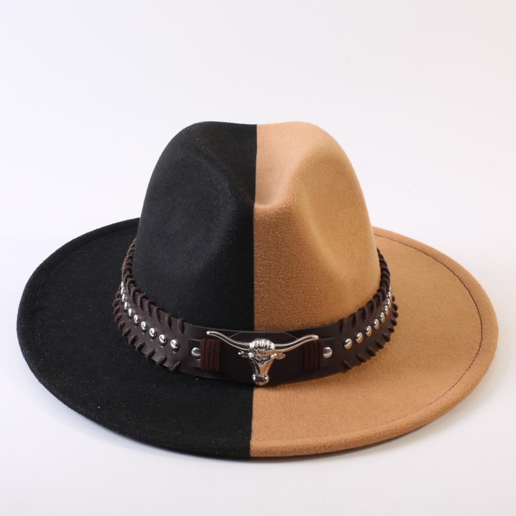 Popular European and American Classic Double-color Wide-brimmed Top Hat Men's and Women's Fashion OL Style Cowboy Hat Jazz Hat