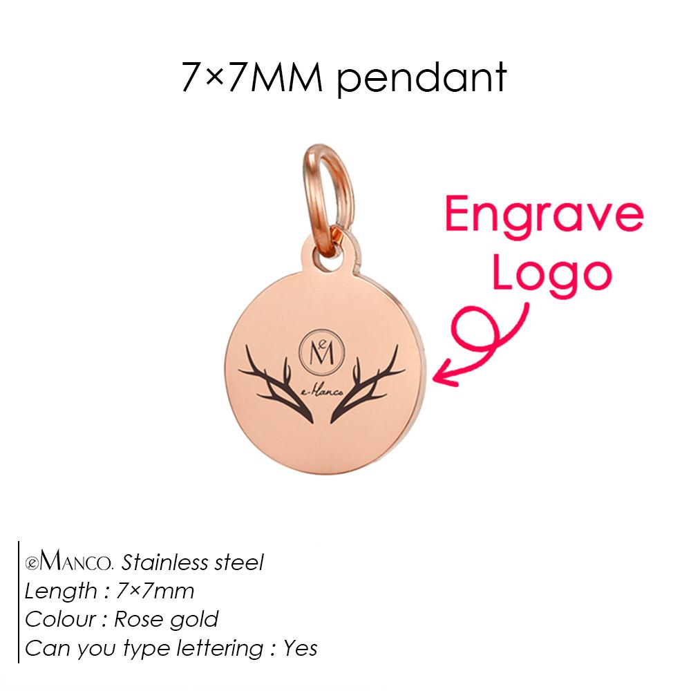 e-Manco Custom Tags Stainless Steel Charms for Necklace Bracelets 6 Sizes to Choose