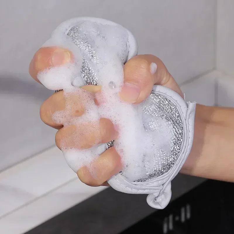 30/1PCS Magic Silver Wire Dishwashing Sponge Wipe Reusable Double Side Sponges Household Kitchen Pan Pot Dish Cleaning Tools