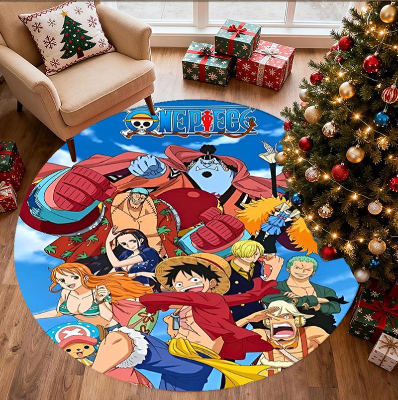 One Piece Pattern Round Rug, Indoor/Outdoor Mat, for Picnic, Gameroom, Bedroom, Office, Living Room, Home Decor Carpet, Birthday Gift