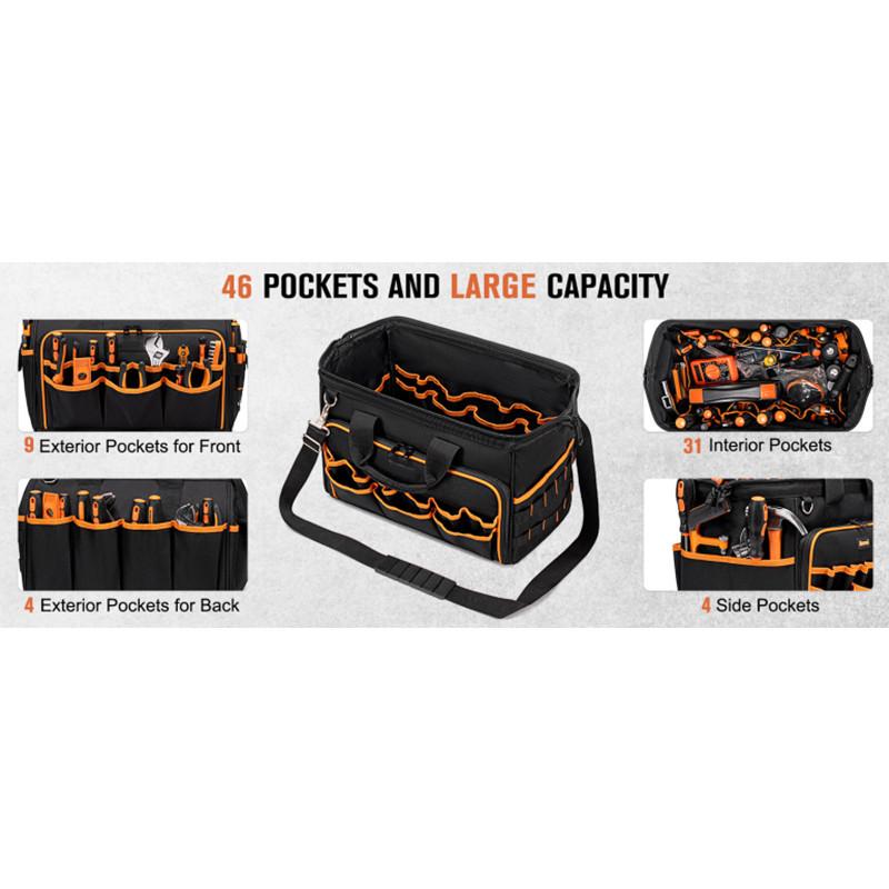 17 Inch Heavy‑Duty Tool Bag, Thick Wear‑Resistant Oxford Cloth Portable Handheld Storage Bag for Electrician Repair Work Tools