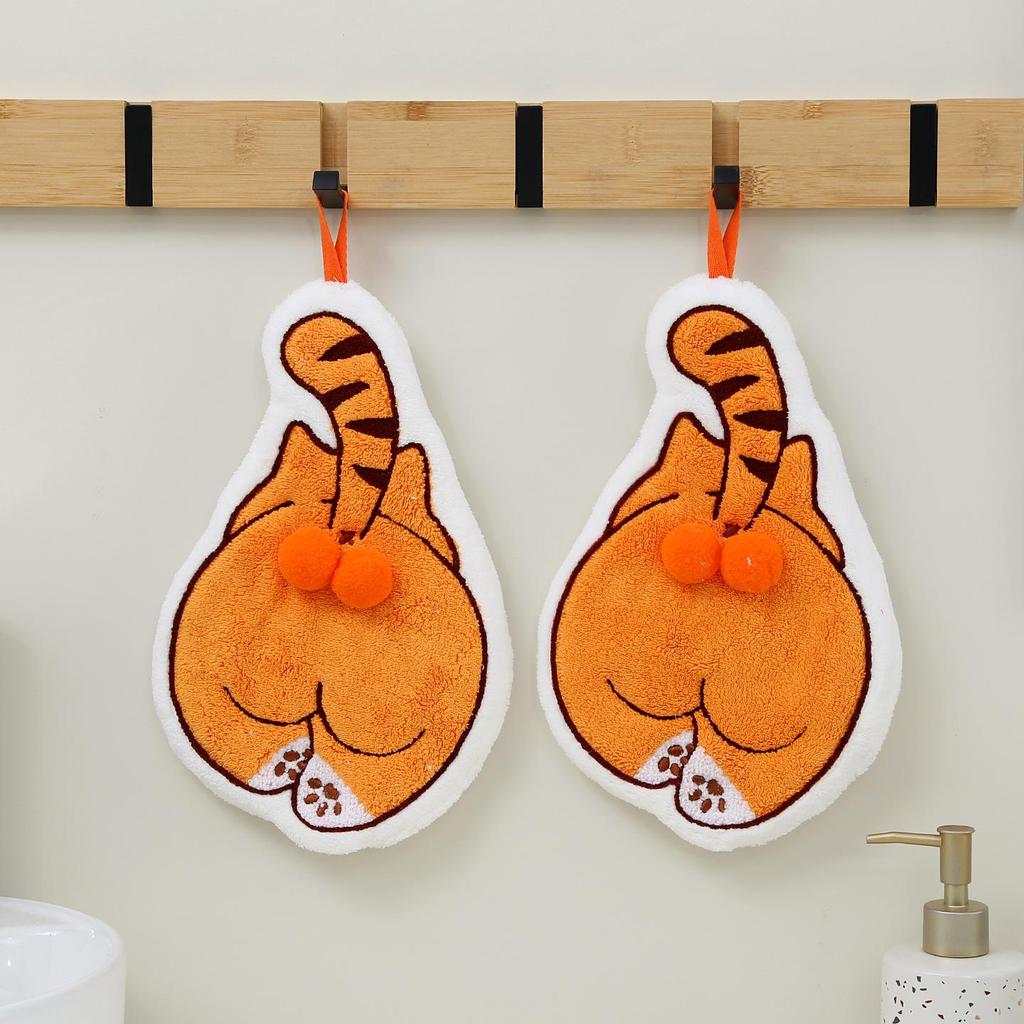 Entzückendes Katzenbaby Cartoon Handtuch – Freches Tierdesign für Badezimmer/Küche