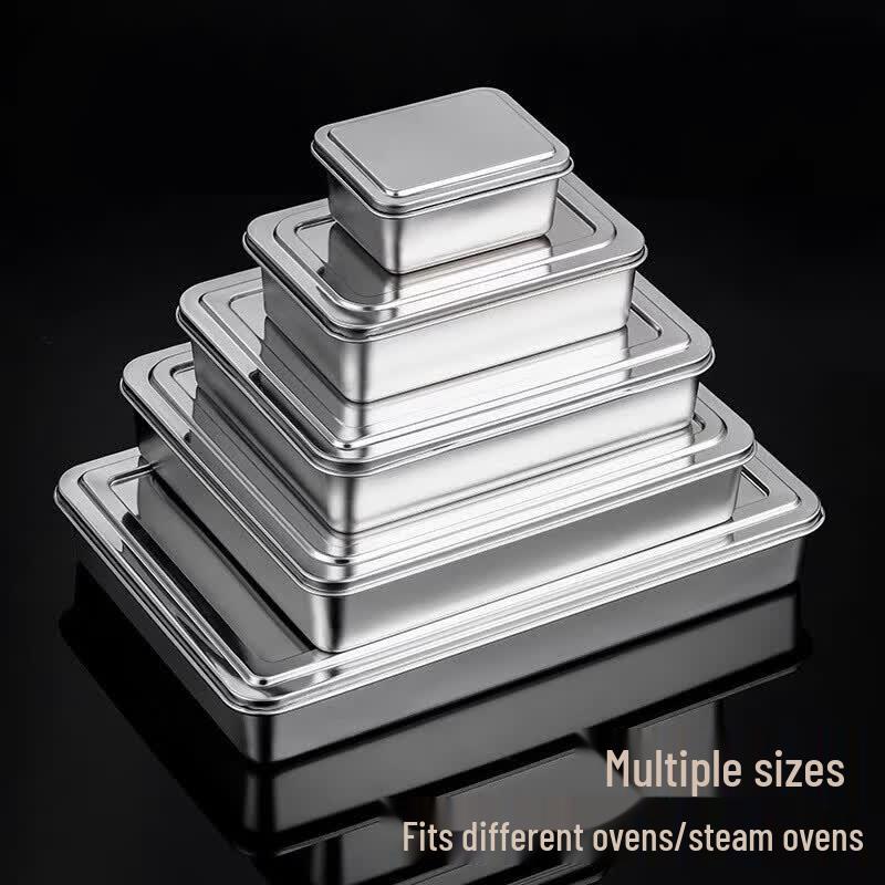 304 Stainless Steel Rectangular Food Tray with Lid