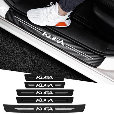 AAANE1 Car Trunk Bumper Sticker Door Sill Threshold Protector Pad For KUGA Logo 2023 Carbon Fiber Door Pedal Anti-Scratch Cover