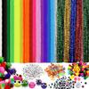 TOAOB 1360pcs Arts and Crafts Supplies Pipe Cleaners Set Includes 200pcs Chenille Stems 300pcs Pom Poms Self Adhesive Wiggle Googly Eyes Letter Beads