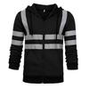 Fleece-lined Outdoor Sanitation Workwear Men's High Visibility Reflective Strip Zipper Hooded Sweatshirts