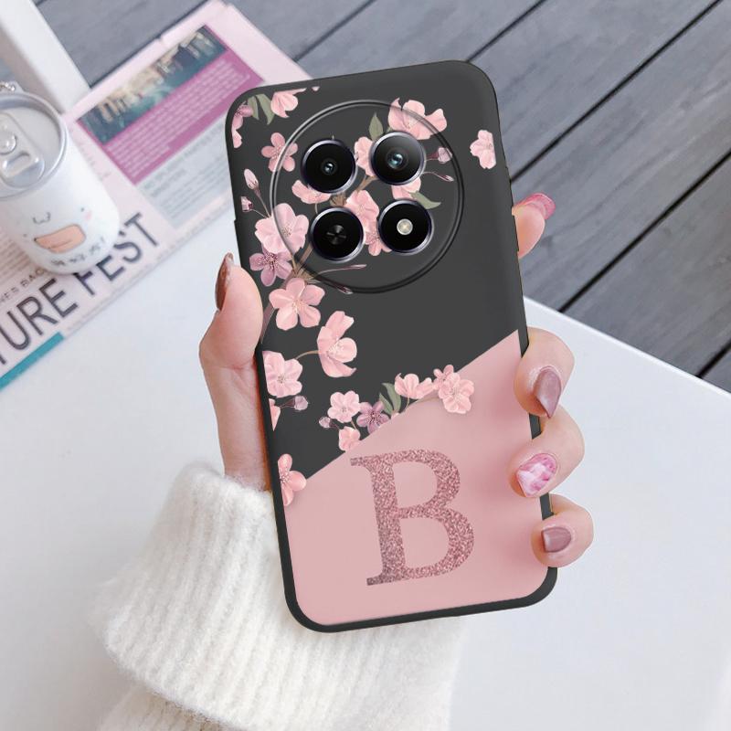 

Letter Flower Phone Case For Realme 12 4G 12 Pro+ Plus 5G Shockproof TPU Bumper Soft Silicone Cover For Realme 12 Shell Fundas Realme 12 4G