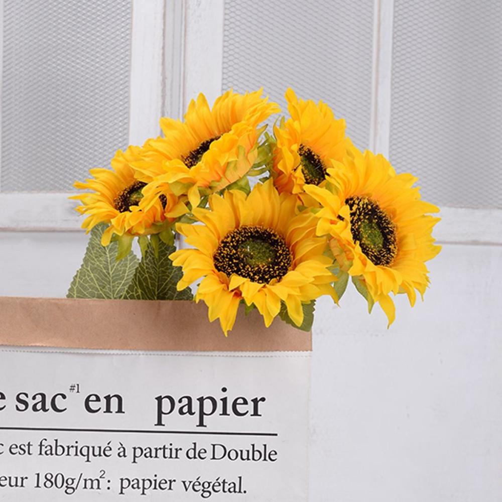 Bride Gifts Creative Home Layout Sunflower Bouquet Wedding Decor Flower DIY Artificial Sunflower
