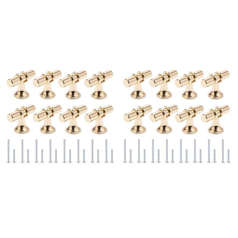 

ABUL-16 Packs Champagne Gold Cabinet Knobs Drawer Knobs Euro T Bar Cabinet Handles Modern Knobs For Cabinets And Drawers золотий