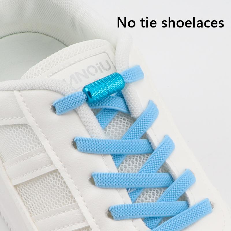 1 Pair Elastic Shoelaces Without Ties Flat Shoe Laces Round Metal Capsules Lock Rubber Band Lazy Shoes Lace For Sneakers