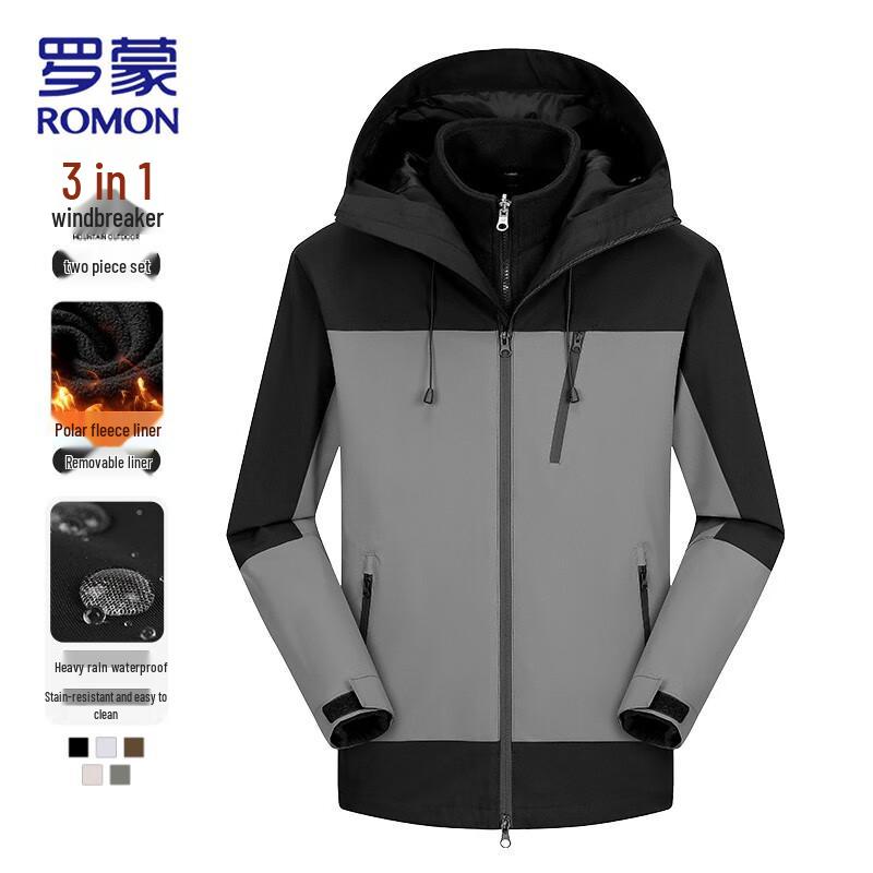 Romon Men's 3-in-1 Outdoor Windproof Fleece Lined Jacket