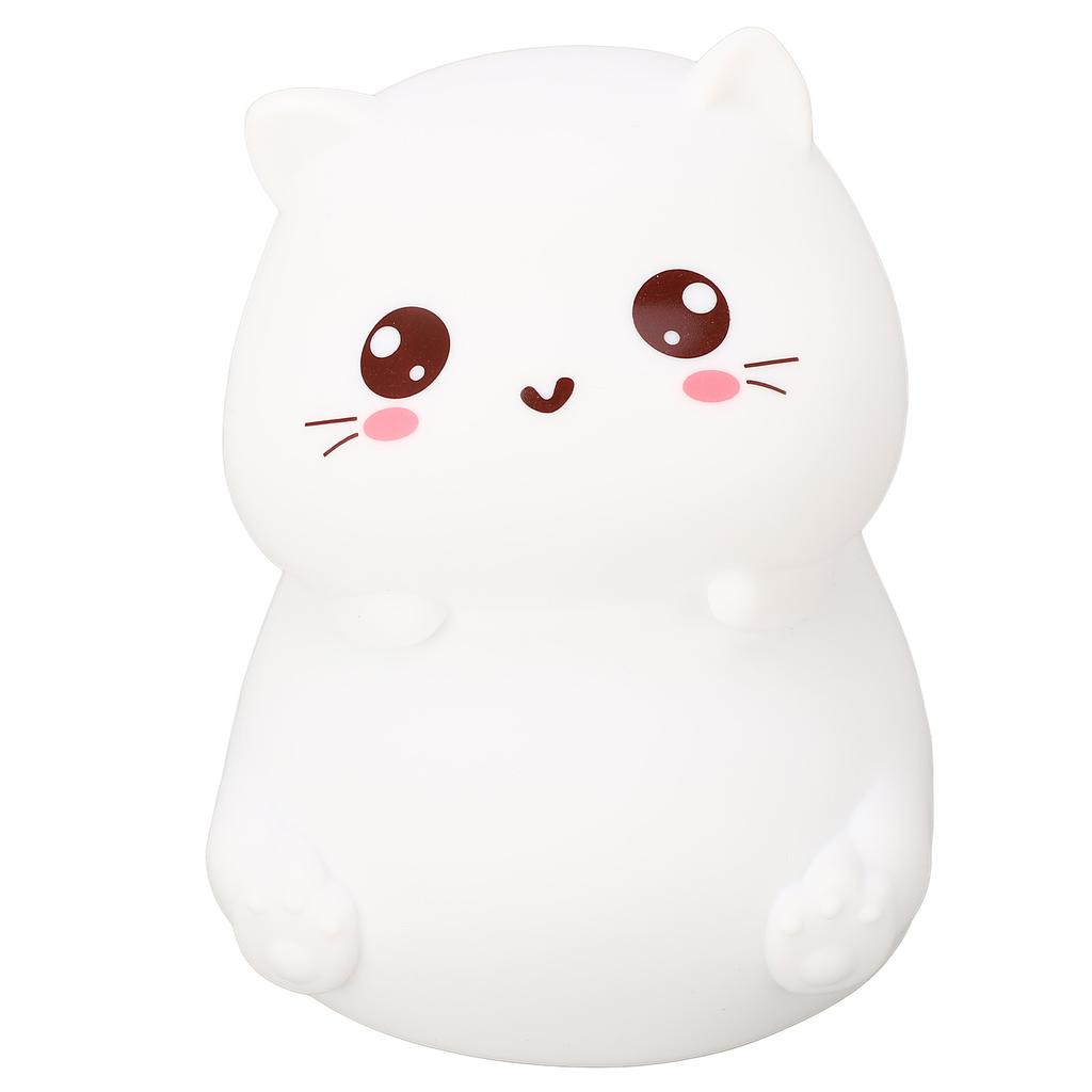Silicone Night Lamp Cute Cat Tap Control   Color Rechargeable Soft Night Light for Bedroom