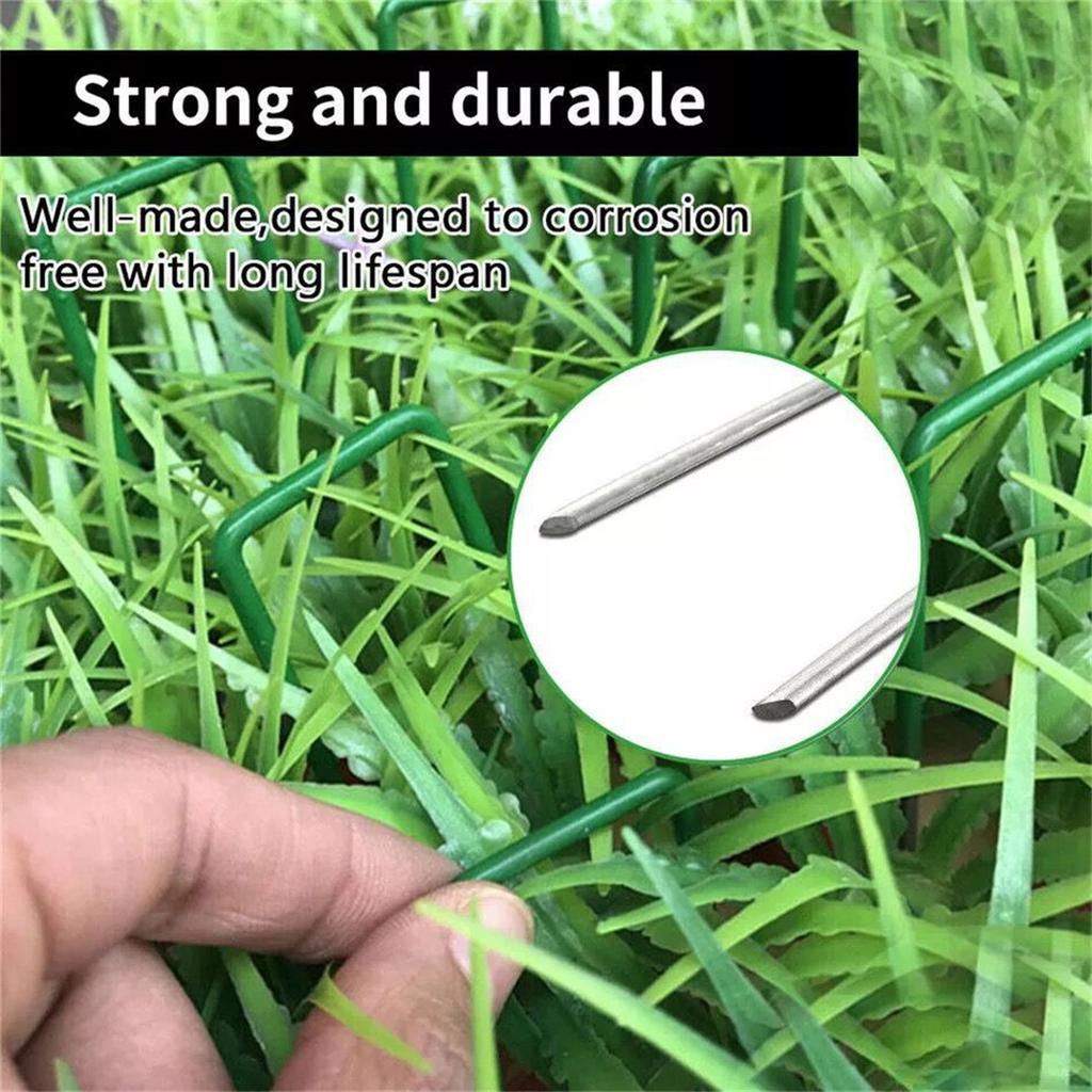 10/20/30/50Pcs Top Green Painted U-shaped Ground Nails Ground Film Fixer Garden Lawn Artificial Turf Tent Stakes Securing Pegs