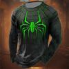 Men's casual long sleeved O-neck T-shirt with spider print