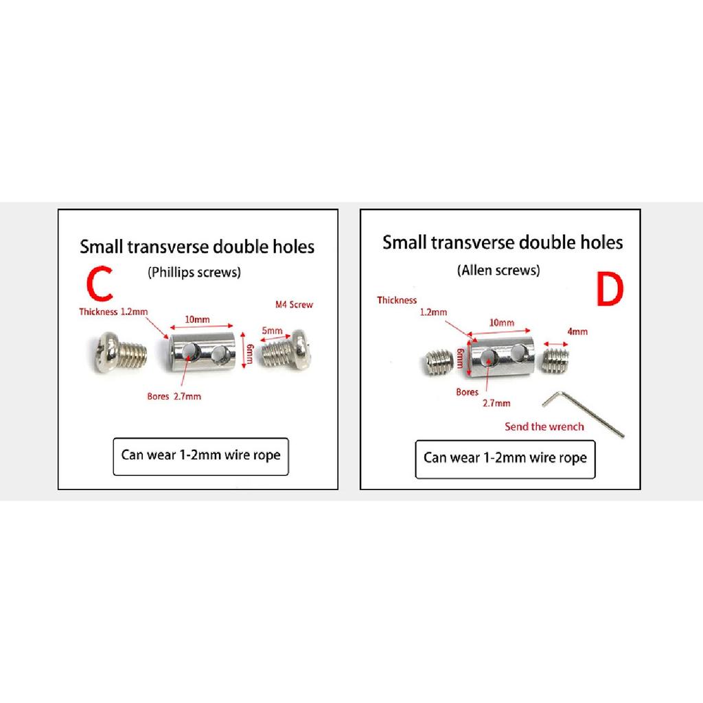 1-4mm Adjustable Steel Wire Rope Buckle Clamp for DIY Lamp Hanging Clamps Telescopic Double Hole Thread Locker Clamps