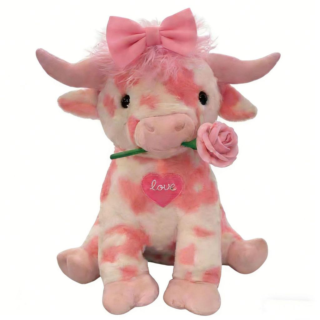 Pink Highland Cow Plush Toy - Cute Valentine's Day Gift