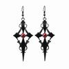 Gothic Punk Black Hollowed-out Cross Pattern Red Rhinestone Dangle Earrings for Women Hallowmas Party Personality Jewelry Gifts