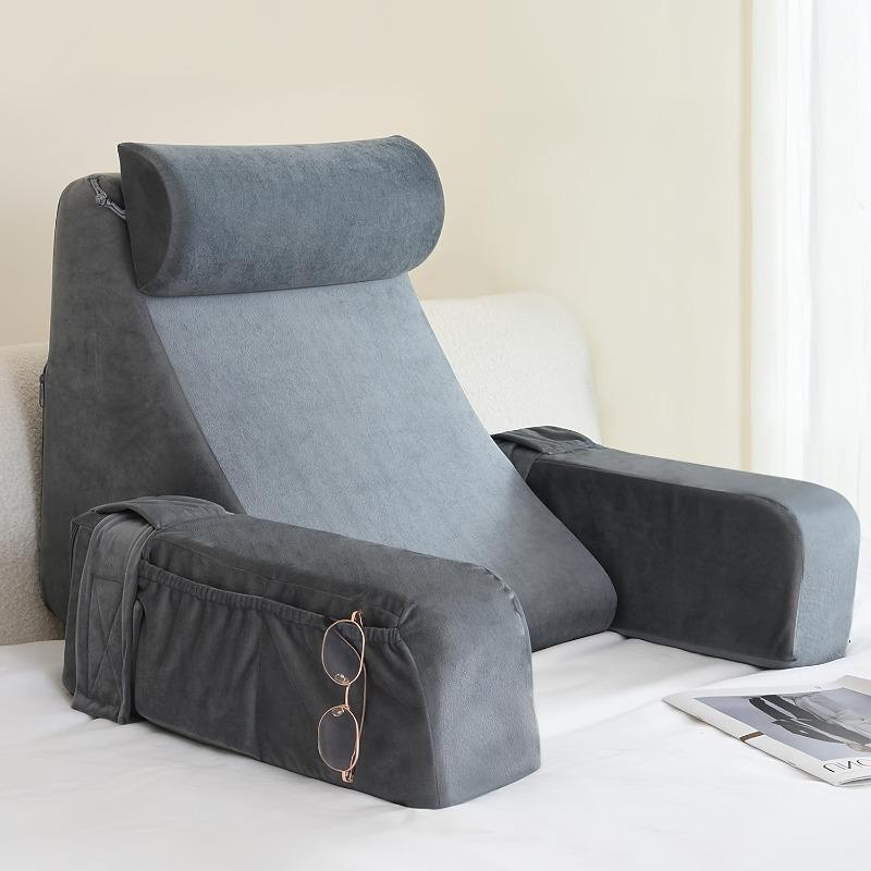 

1pcs Reading Pillow with Armrest Backrest - Sponge Support Cushion for Bed Sofa Chair Use - Ergonomic Back Lumbar Support Pillow 48x40x42cm