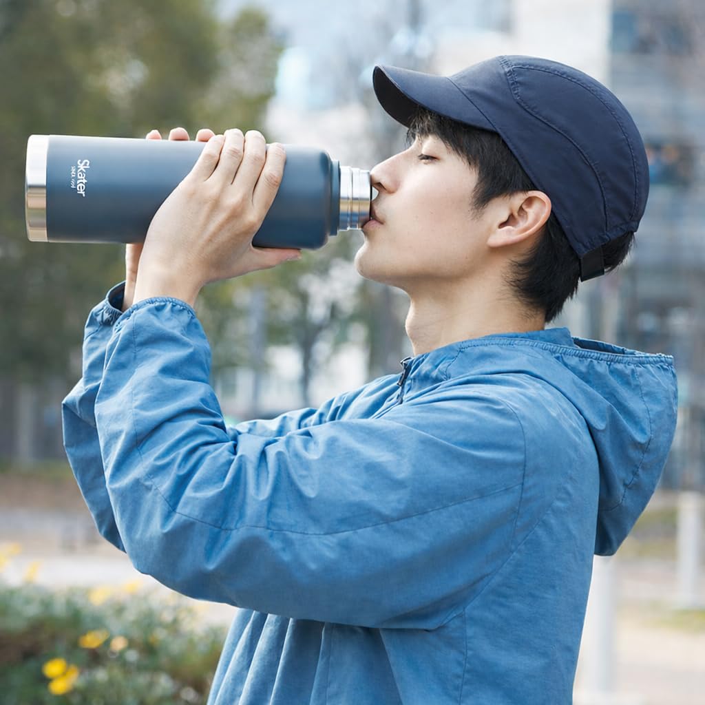 Skater Water 1500ml with Large Stainless Wide Sand Bottle, (1.5 Liters), Handle, Capacity, Insulated, Steel, Mouth, Beige, STSC15-A