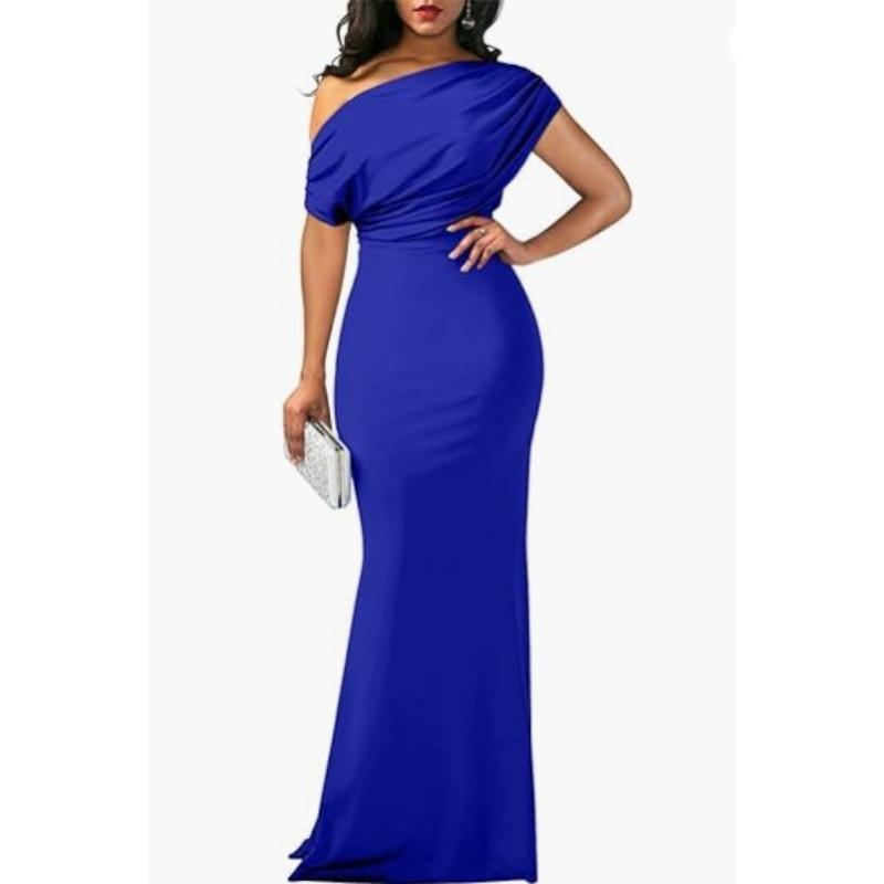 Spring Women s Elegant Sleeveless Off-Shoulder Long Formal Party Dress S