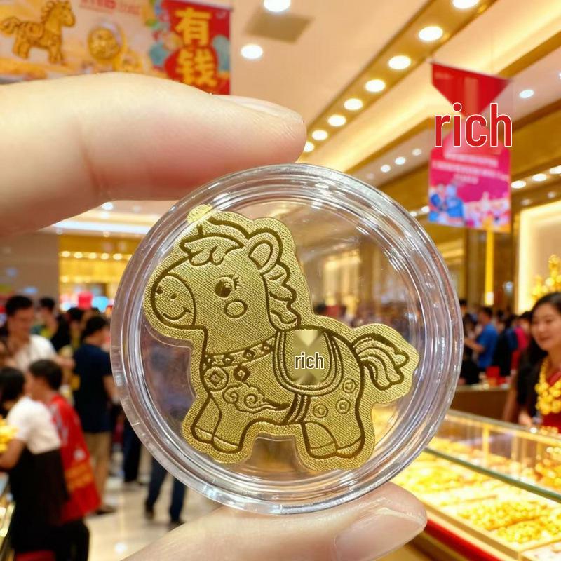 999 Pure Gold Horse Year Phone Sticker, Adhesive Backing, 2mg Gold, Get Rich Instantly