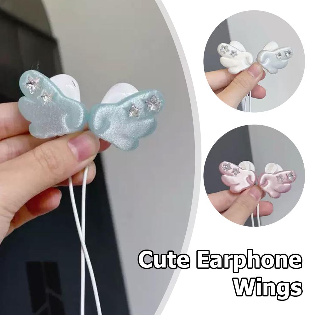 3D Wings Suitable For Wired Earphone Accessories Decoration Cute Girl Heart Wired Bluetooth Earphones DIY Wings