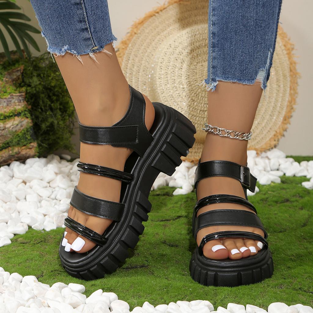 Fashion shoes for women Summer Breathable Shoes  Fur Straps Casual Thick Sole Shoe  Cool Thick High Heels Soft Sole Sandals women shoes