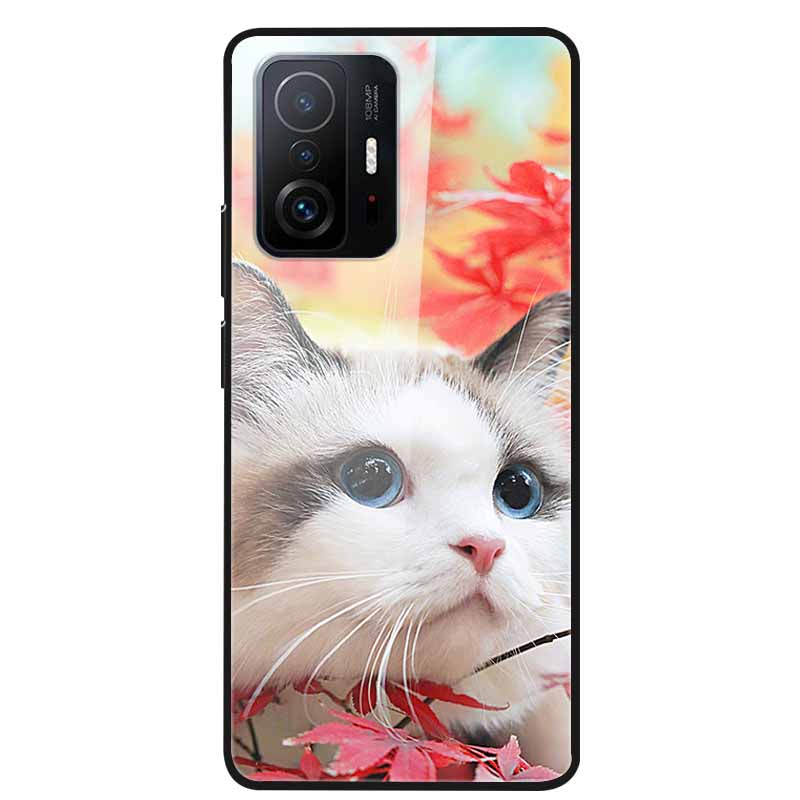 Case For Xiaomi 11T Pro Glass Hard Tempered Glass PC Phone Cover For Xiaomi Mi 11T 11 T Pro Shockproof Landscape Cute Capa Coque