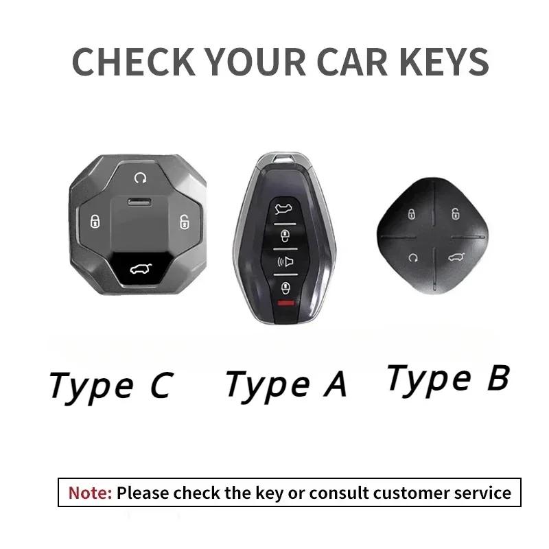 Étui de Protection en Cuir pour Clé de Voiture à 4 Boutons pour Chery Jetour Traveller 2024 2023 Coque de Clé Auto Porte-Clés