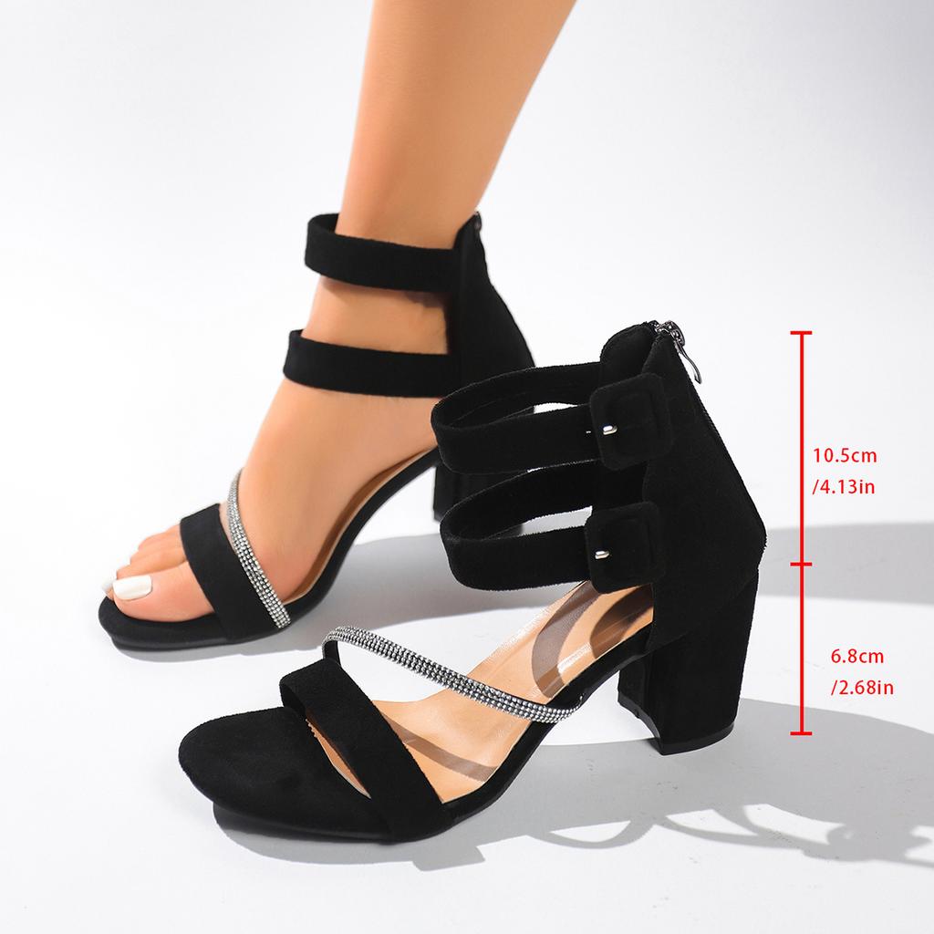Summer New Style Round Toe Comfortable Large Size Casual Sandals Fashionable Thick Heel Sexy Banquet High Heel Sandals Women