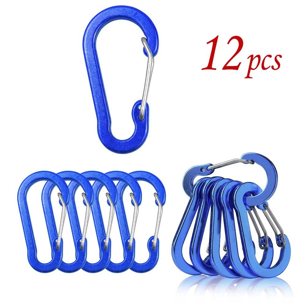 1/6/12pcs Aluminum Carabiner Clip Keychain Carabiners Lock Buckle Snap Outdoor Multi Tool Backpack Camping Hiking Fishing Hook