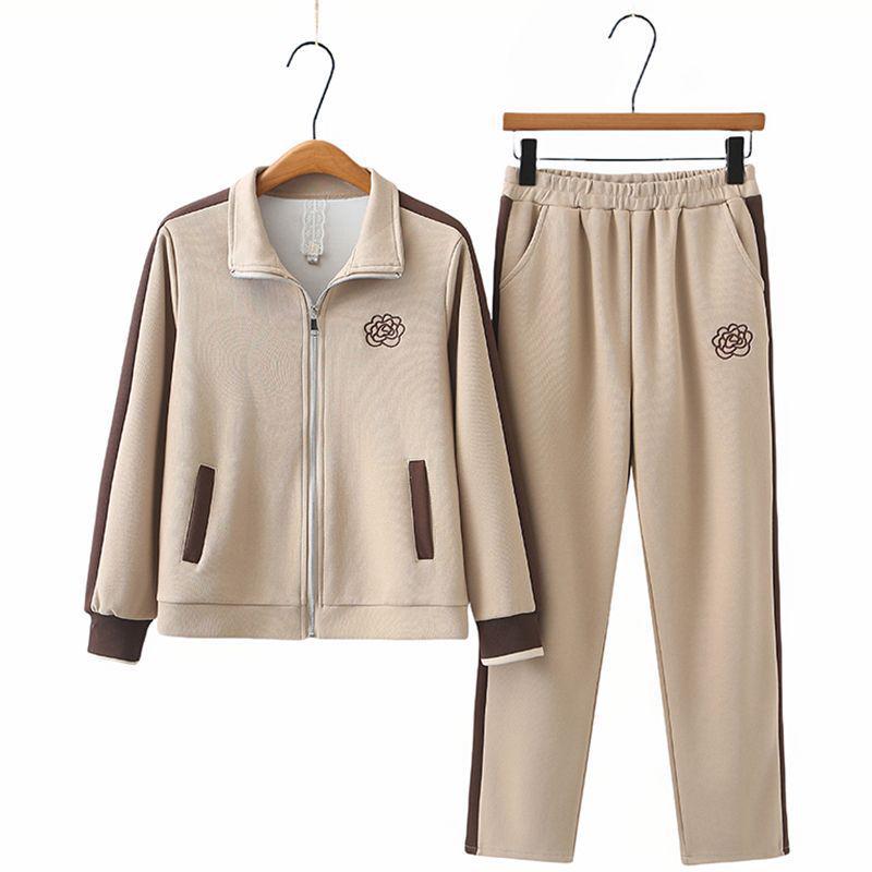 Elegant Autumn Sportswear: Stylish Suit for Middle-Aged Moms, Age 50-60, Premium Full Outfit