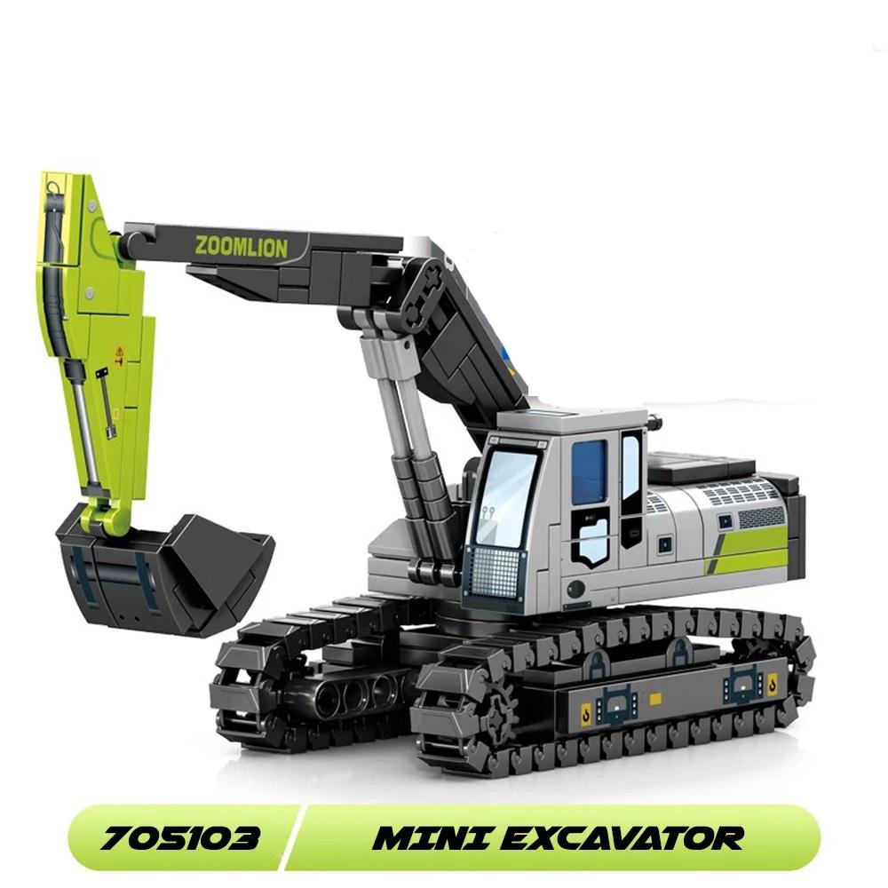 

Engineering Building Blocks City Construction Children Toy Cement Mixer Truck Crane Excavator Mini Bulldozer for Boy Gifts