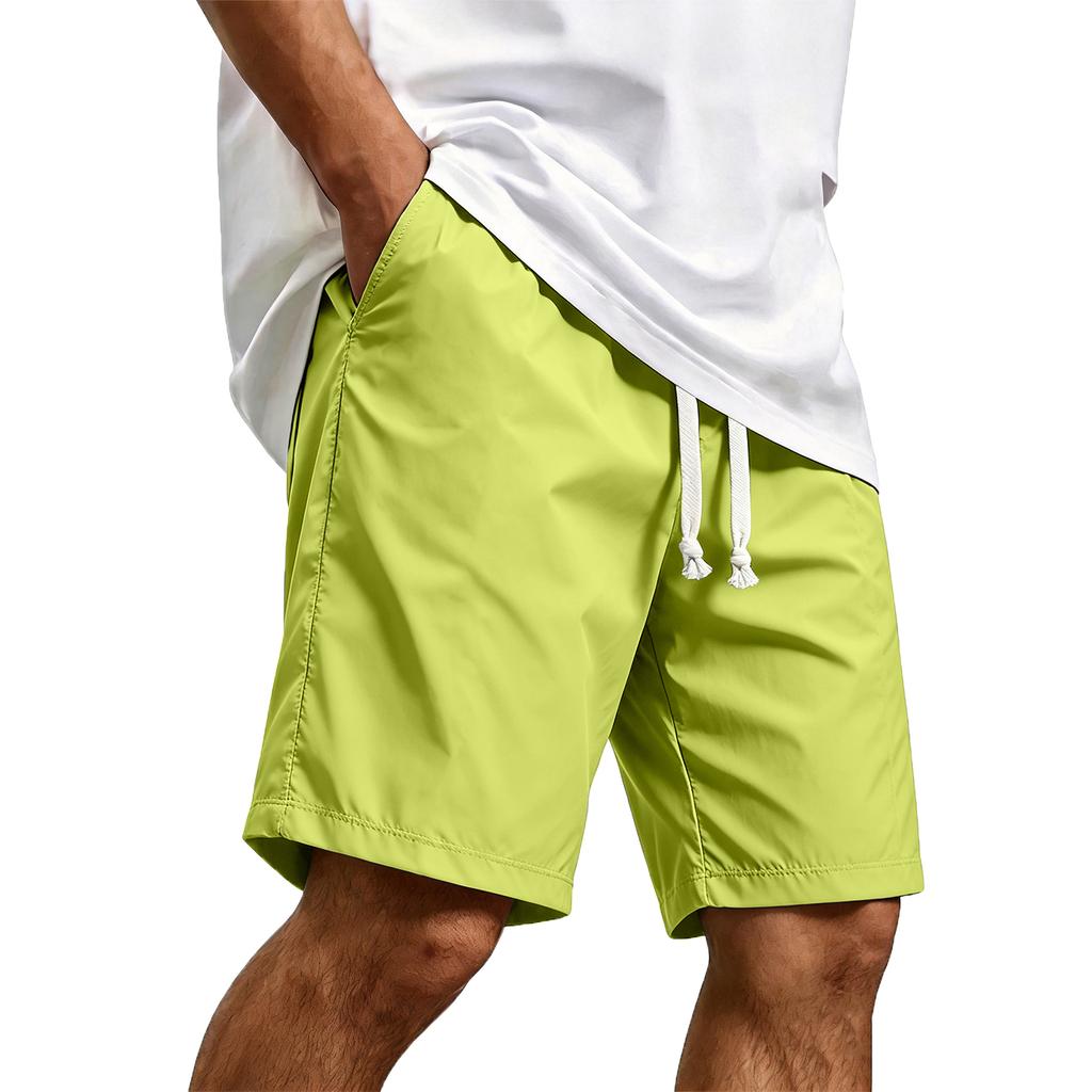 Men's Casual Quick Dry Drawstring Shorts Lightweight Breathable Five-Point Beach Pants Suitable for Outdoor Activities and Daily Wear