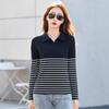 Polo da Donna Manica Lunga Cotone Casual Abbigliamento Femminile da Golf Primavera Estate Top T-shirt Moda a Righe