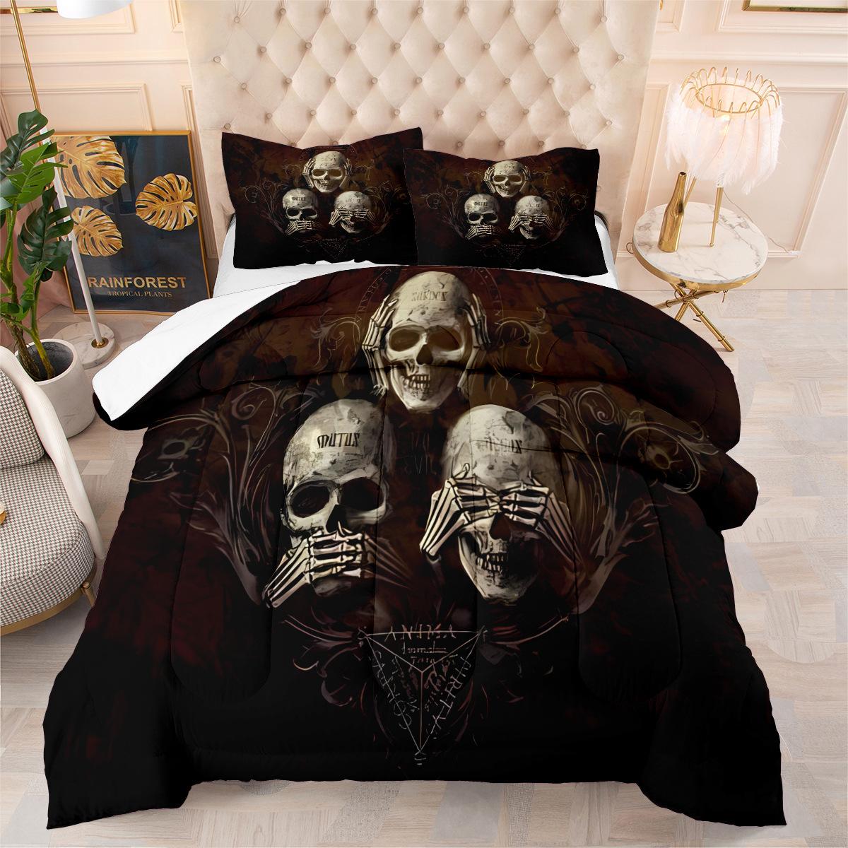 Digital Printing Fat Quilt Set Home Textile Feather Silk Cotton Animal Pattern Three Piece Quilt Cover Set 172*218cm