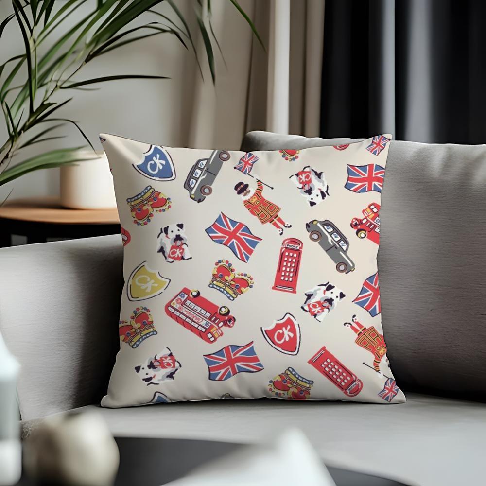 Fashion EEengland Love Printed Cushion Cover Antidustmite Pillowcase Invisible Zipper Silky Short Plush Sofa Cushion Cover
