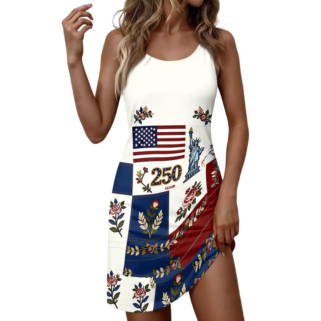 Abito Casual da Donna Senza Maniche con Stampa Floreale, Girocollo, Leggero, Vestibilità Rilassata, Stile Estivo per l'Uso Quotidiano