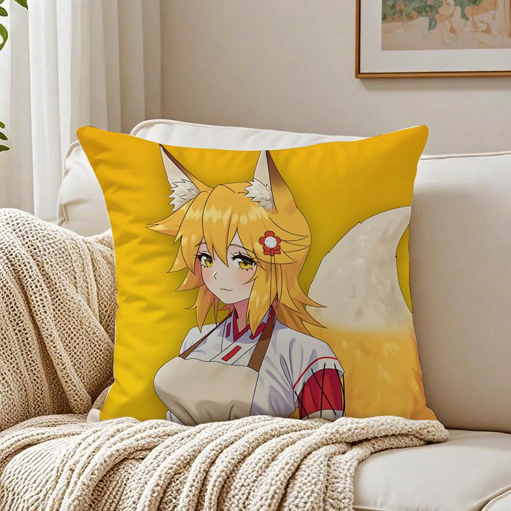 Cute Japanese Anime TThe Helpful Fox Senko San Cushion Cover Pillowcase Antidustmite Living Room Sofa Decor Cushion Room