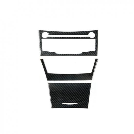 3Pcs Carbon Fiber Interior Central Console Cover Trim For 2007-2011 Toyota Camry