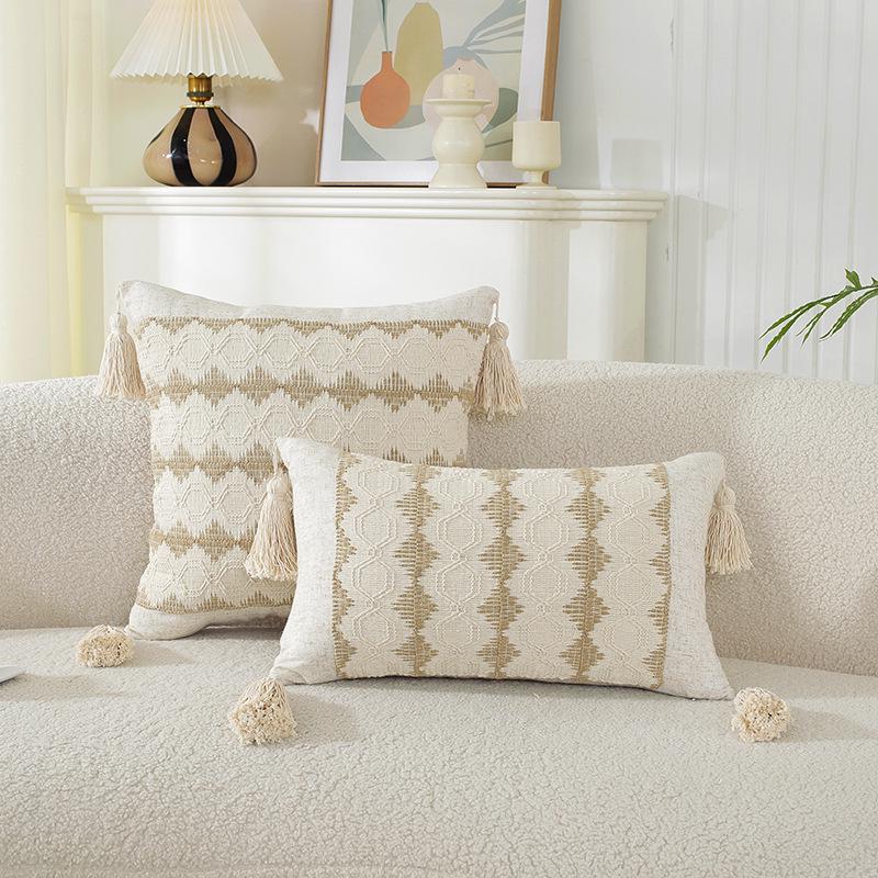 American Multicolor Jacquard Throw Pillow Cover for Sofa, Bed, Chair, and Car