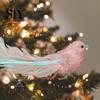 Festive Charm Home Decoration Glitter Feather Bird Ornament Sparkling Design with Clip Holiday Christmas Tree for Accent