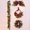 Christmas Tree Wreath with Rattan Antlers - Door, Wall, & Window Decoration