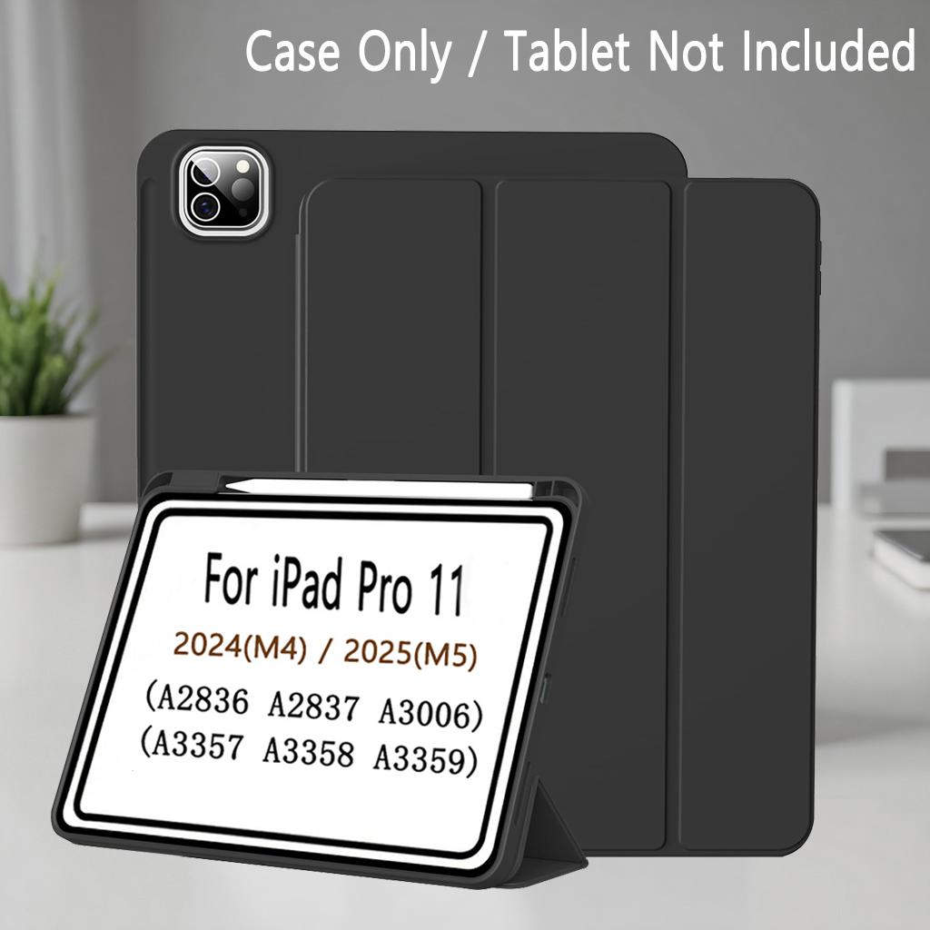 Case for iPad Pro 11-Inch M5/M4 / (6th/5th Generation), Slim Stand Soft Back Shell Smart Cover with Auto Wake/Sleep