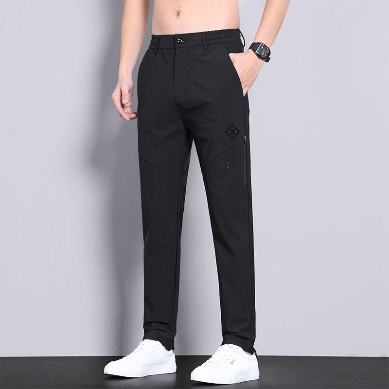 2026 Men's Trendy Summer Ice Silk Drape Casual Trousers: Non-Iron, High Stretch, Loose Straight Fit for Business