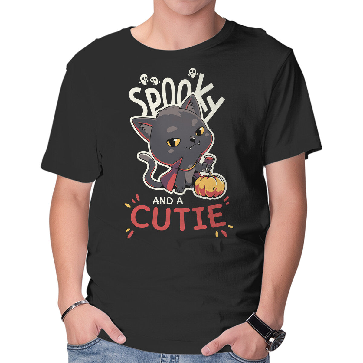 Unisex Crew Neck T-Shirt Spooky Cutie Graphic Short Sleeve Casual Tee L